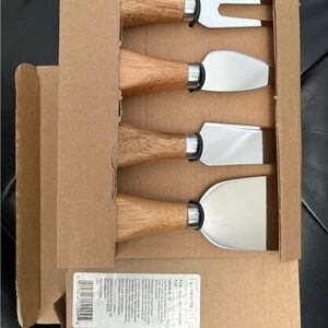 Wood and Silver Cheese Knife Set